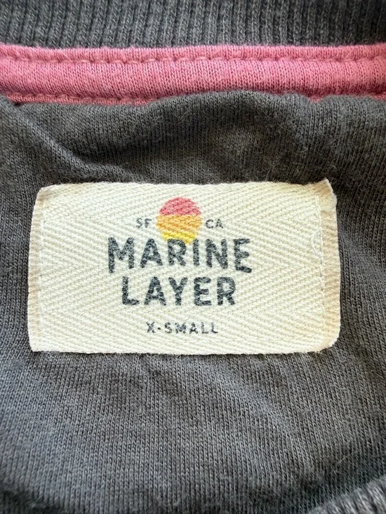 Marine Layer Rainbow Stripe Raglan Sweatshirt Charcoal Crewneck XS - Picture 3 of 9